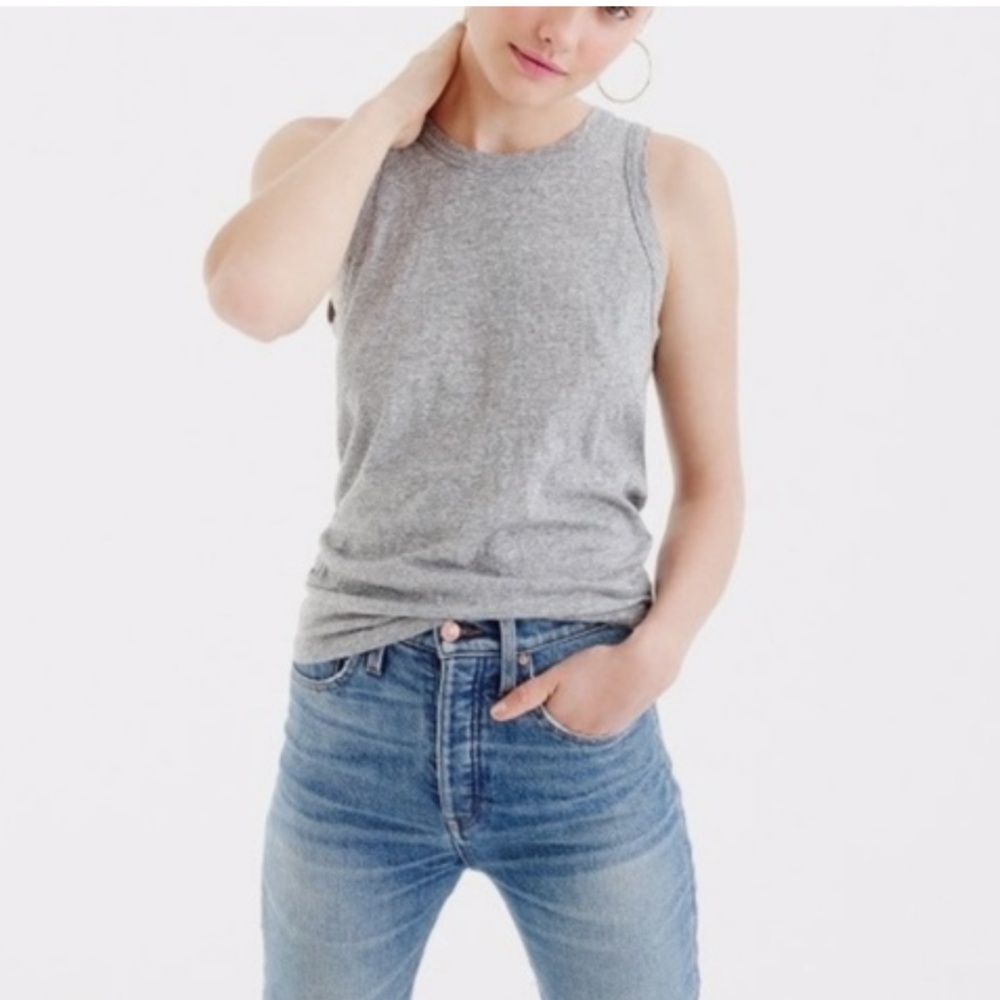 J.CREW WOMEN'S LIGHT HEATHER GRAY SLEEVELESS SOFT TIE-BACK TANK TOP